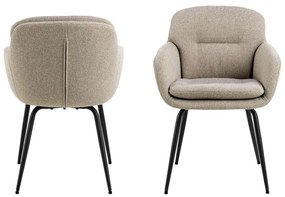 Sedia da pranzo beige in imbottito con braccioli Dora – Actona