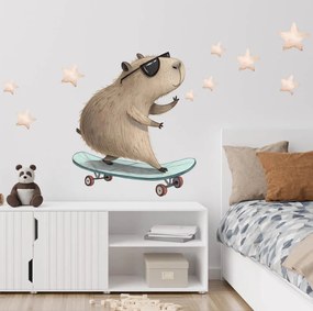 Autoadesivi per pareti - Capibara su un pattino | Inspio