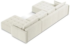 Divano angolare beige allungabile/con contenitore (a U) Moku – Makamii