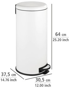 Bidone per rifiuti in acciaio bianco da 30 l Leman - Wenko
