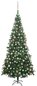 Albero di Natale Preilluminato con Palline Verde, Albero di Natale Preilluminato con Palline 240 cm Verde III