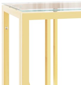 Tavolino consolle 110x30x70 cm in acciaio inox e vetro
