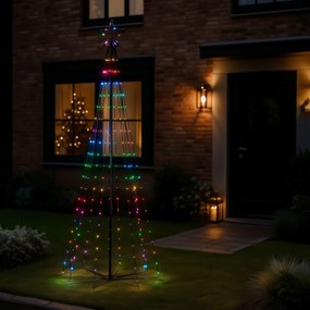 Lampada da terra natalizia nera 240 cm con LED RGB IP44 e telecomando - Nagi