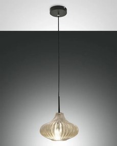 Lampadario Glamour Budelli nero paralume beige E27 LA MIA LUCE