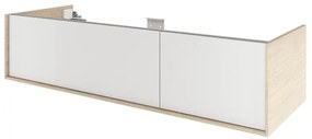 Mobile da bagno sospeso sotto lavabo L 135 x H 32 x P 48 cm bianco e rovere laccato lucido, 2 cassetti SENSEA Neo Frame