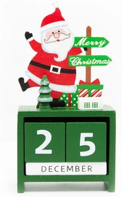 Calendario Natalizio verde in legno Babbo Natale Wisdom