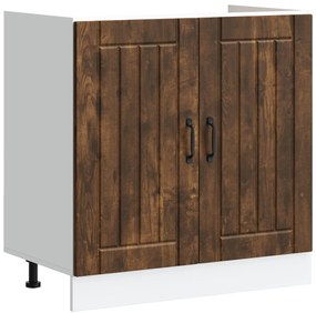 Armadio da cucina  &quot;&quot;lucca&quot;&quot; con doppio lavello in rovere affumicato in legno ingegnerizzato