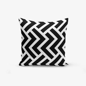 Federa bianca e nera in misto cotone Nero Bianco Geometrico Duro, 45 x 45 cm - Minimalist Cushion Covers