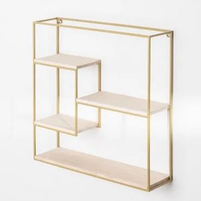 Scaffale Da Parete In Acciaio E Legno Yazek Dorato - Sklum