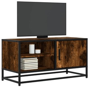 Mobile Tv Rovere Fumo 80x34,5x40 Cm Legno Multistrato E Metallo /