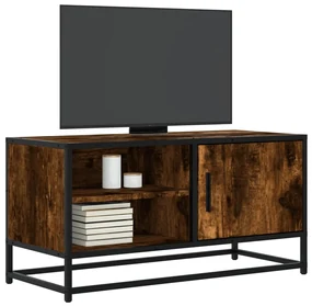 Mobile Tv Rovere Fumo 80x34,5x40 Cm Legno Multistrato E Metallo /