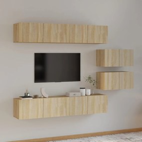 Set di Mobili Porta TV 6 pz Rovere Sonoma in Legno Multistrato