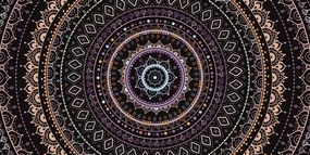 Quadro su tela – Mandala con motivo solare in sfumature viola