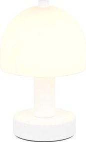 Lampada da tavolo bianca con paralume in vetro (altezza totale 19 cm) Glenn – Trio