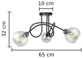Lampadario a plafone EVIE 3xE27/60W/230V nero/limpido