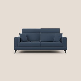 Slide Divano con schienali traslanti e poggiatesta in tessuto simil cotone impermeabile T19 blu