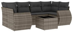 Set divani da giardino 7 pz con cuscini grigio in polyrattan