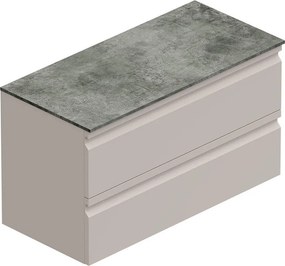 Mobile da bagno sospeso Pull con top gres nero Creta L100 H56 P46,5 cm taupe