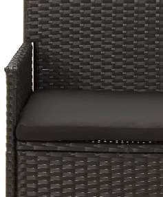 Set Divani da Giardino 4 pz con Cuscini Nero in Polyrattan