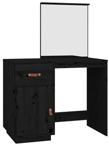 Toeletta nera 95x50x134 cm in legno massello di pino