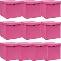 Scatole con Coperchi 10 pz Rosa 32x32x32 cm in Tessuto cod mxl 40568