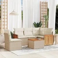 Set Divano da Giardino 6 pz con Cuscini Beige in Polyrattan 3260063