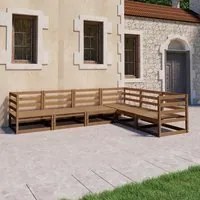 Set Divani da Giardino 6 pz Marrone Miele in Massello di Pino cod mxl 39450