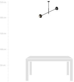 Lampadario Contemporaneo Yama Acciaio Nero 2 Luci E14 Ip20