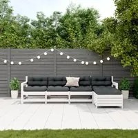 Set Salotto Giardino 5pz con Cuscini Bianco Legno Massello Pino 3250857