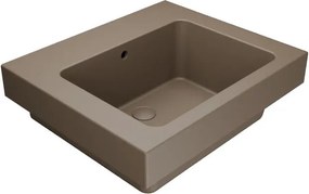 Lavabo a incasso e d'appoggio rettangolare vasca centrale Alaqua L 60 x H 25 x P 21 cm in ceramica marrone opaco