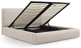 Letto matrimoniale imbottito beige con contenitore e doghe 180x200 cm Colonel - Cosmopolitan Design