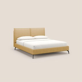 Cloe letto imbottito con piedi in metallo sfoderabile in tessuto fiammato impermeabile T06 giallo