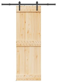 Porta Scorrevole Con Set Hardware 70x210 Cm Legno Massello Pino /