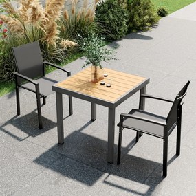 Set 2 Sedie da Giardino Impilabili 56x58x89 cm con Seduta Traspirante in Alluminio e Textilene Grigio Carbone...