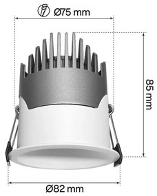 Faro LED da Incasso 15W Foro Ø75mm IP65 CCT UGR19 con driver Philips Colore Bianco Variabile CCT