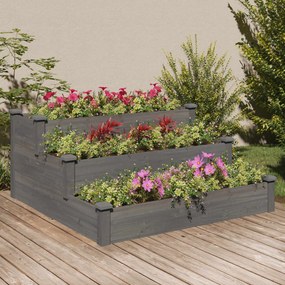Fioriera Rialzata Giardino Grigia 120x120x56 Cm Massello Abete /