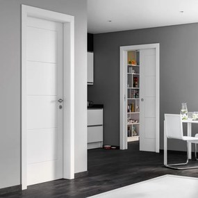 Porta interna a battente Ribera in legno laccato colore bianco, L 60 x H 210 cm, apertura a destra