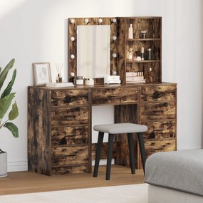 Set trucco 3 pezzi con led in legno ingegnerizzato rovere affumicato