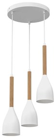 Lampadario a sospensione con filo MUZA NEW 3xE27/60W/230V faggio/bianco