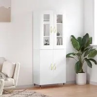 Credenza Bianco Lucido 69,5x34x180 cm in Legno Multistrato 3198195