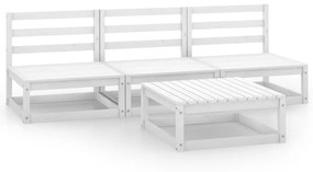 Set divani da giardino 4 pz bianco in legno massello di pino