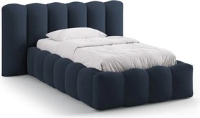 Letto singolo imbottito blu con contenitore con rete inclusa 90x200 cm Lupine – Micadoni