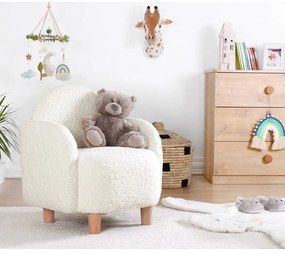 Poltrona per bambini bianca in tessuto bouclé Moylo - Artie