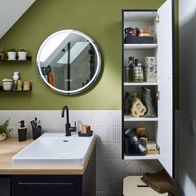 Specchio bagno con illuminazione led integrata tondo Remix SENSEA D60 cm nero