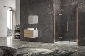 Porta doccia 130cm battente e 2 fissi oro rosa spazzolato | KT6000RG - KAMALU