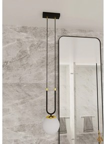 Lampadario a Sospensione in Acciaio e Vetro GLAM 1 Nero E14 Colore delle Sfere Bianco