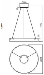 Redo 01-3173 - Lampadario a sospensione con filo LED dimmerabile CASTLE LED/36W/230V nero