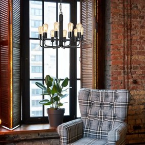 Lampadario a sospensione con catena TIFFANY 10xE27/60W/230V nero