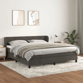 Giroletto A Molle Con Materasso Grigio Scuro 160x200 Cm Velluto /