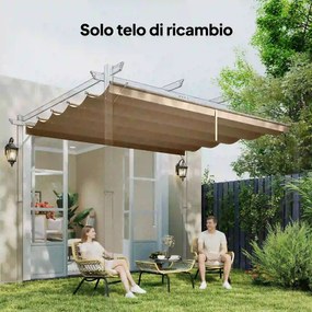 Tetto per Pergola 350x260 cm con 10 Fori di Drenaggio in Poliestere Marrone Chiaro...